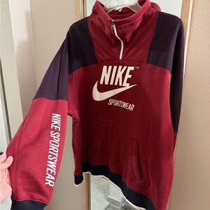 Nike Sportswear Archive Half Zip Pullover Women's Hoodie Burgundy